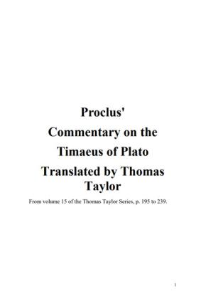 Proclus - Commentary on the Timaeus of Plato by Thomas Taylor